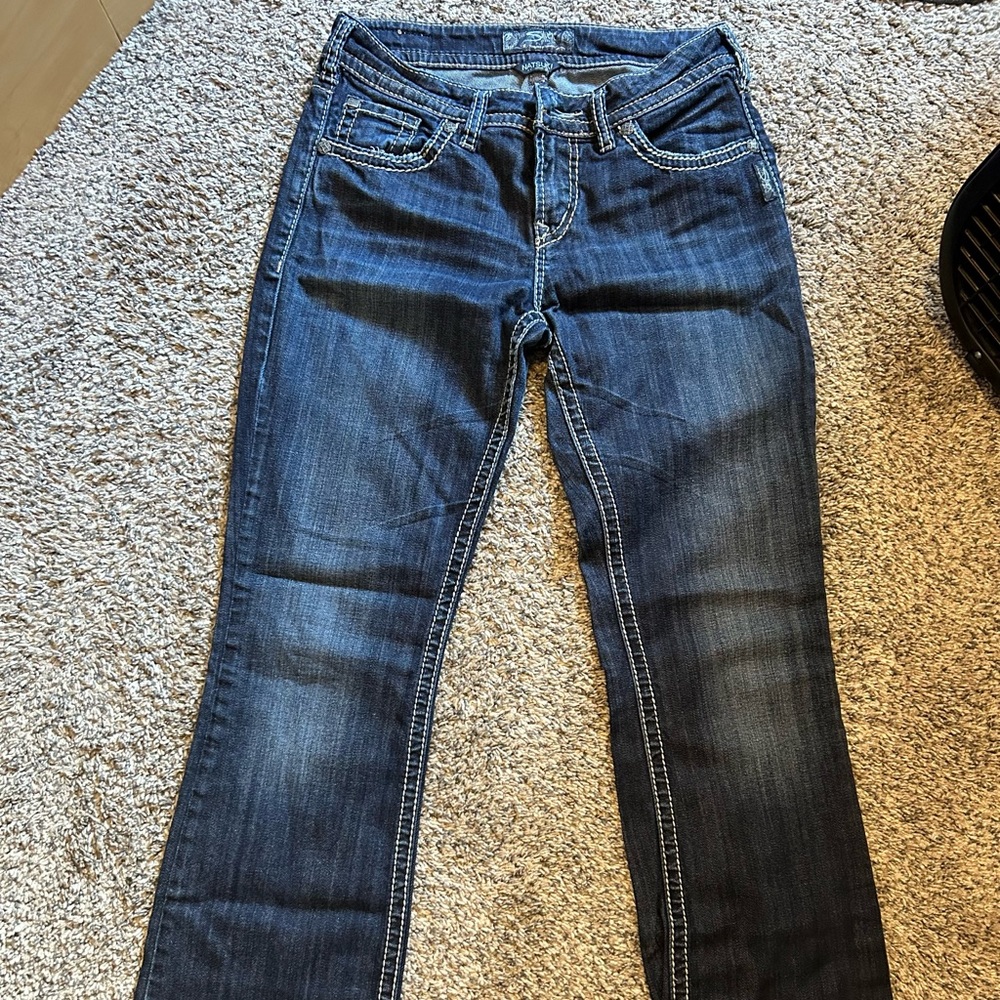 Women's Vintage Silver Blue Boot Cut Jeans